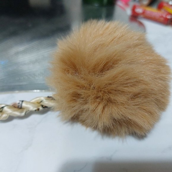 Twilly Scarf & Fur Pom Pom Decor Bag Charm Bag Accessory - Picture 6 of 8